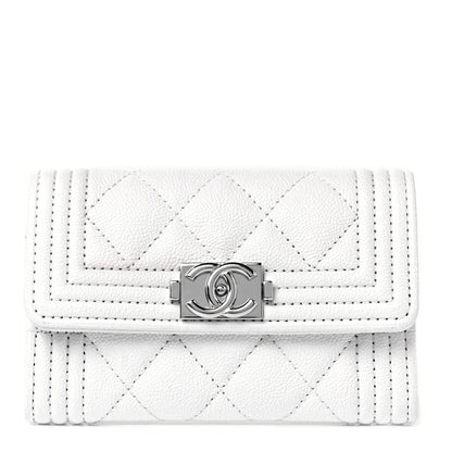 Chanel Caviar Quilted Boy Flap Card Holder White 1 of 7