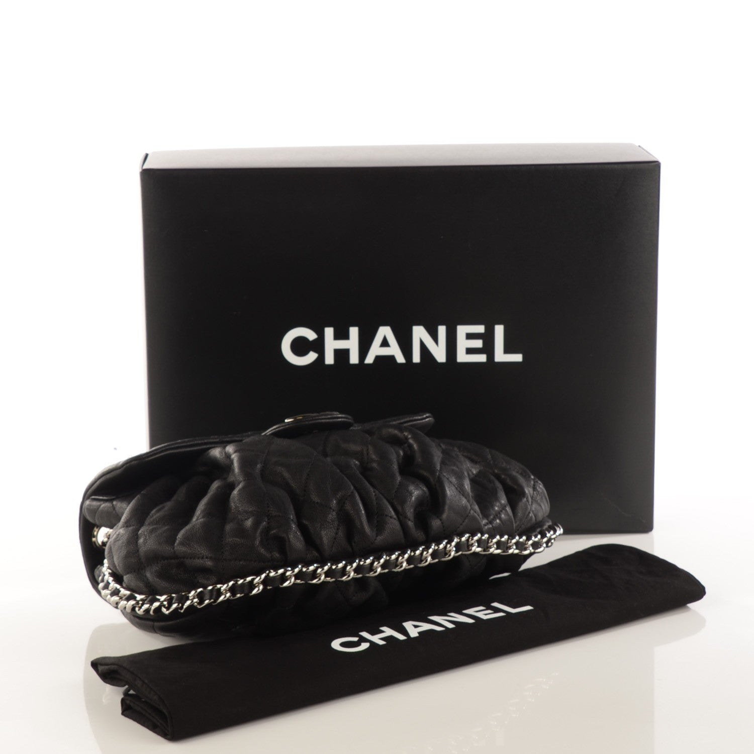 Chanel Washed Lambskin Quilted Medium Chain Around Messenger Black 4 of 7