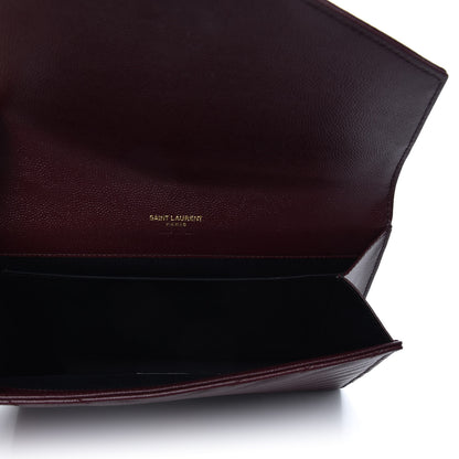 Saint Laurent Grain De Poudre Matelasse Chevron Monogram Envelope Clutch Rouge Legion 5 of 8