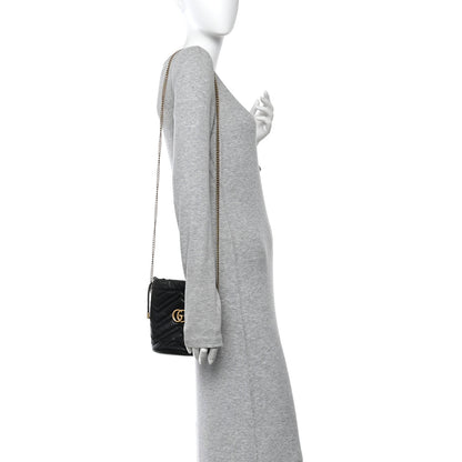 Gucci Calfskin Matelasse Mini GG Marmont 2.0 Bucket Bag Black 2 of 13
