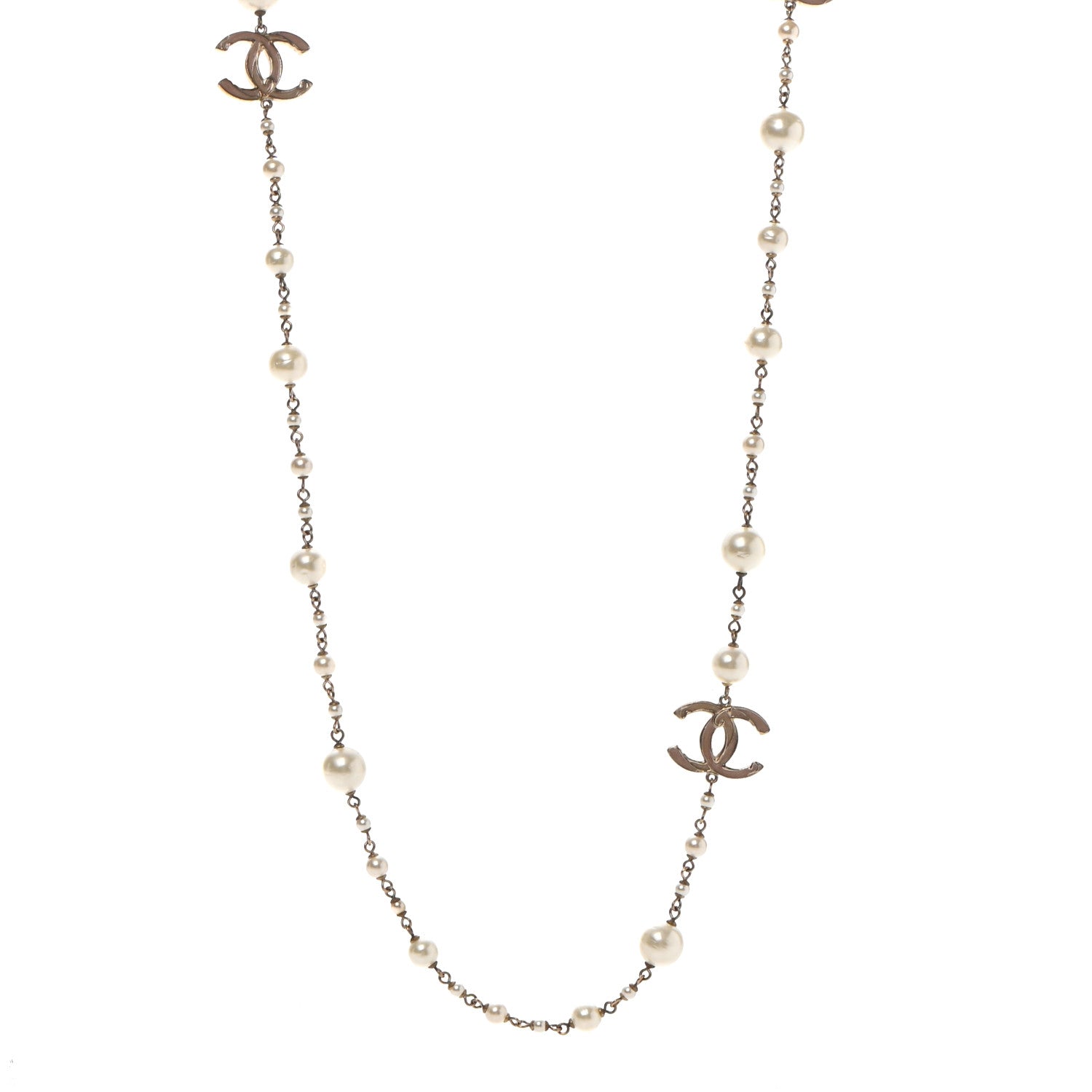 Chanel Pearl Enamel CC Long Necklace Gold 1 of 6