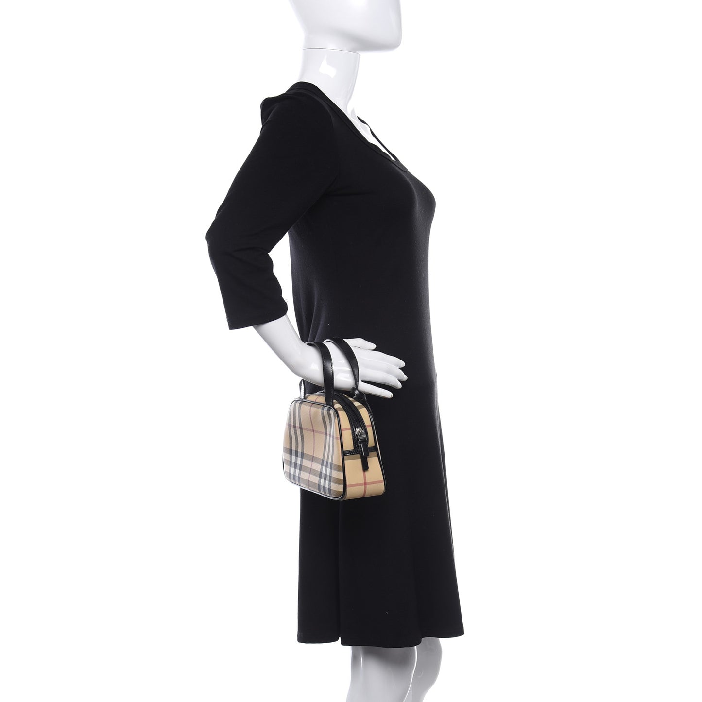 House Check Mini Top Handle Bag Black