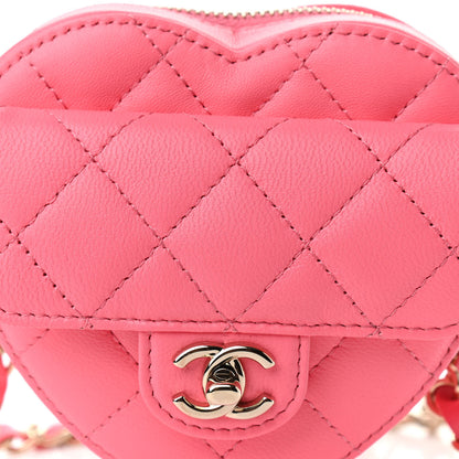 Chanel Lambskin Quilted CC In Love Heart Waist Belt Bag With Chain Pink 10 of 11