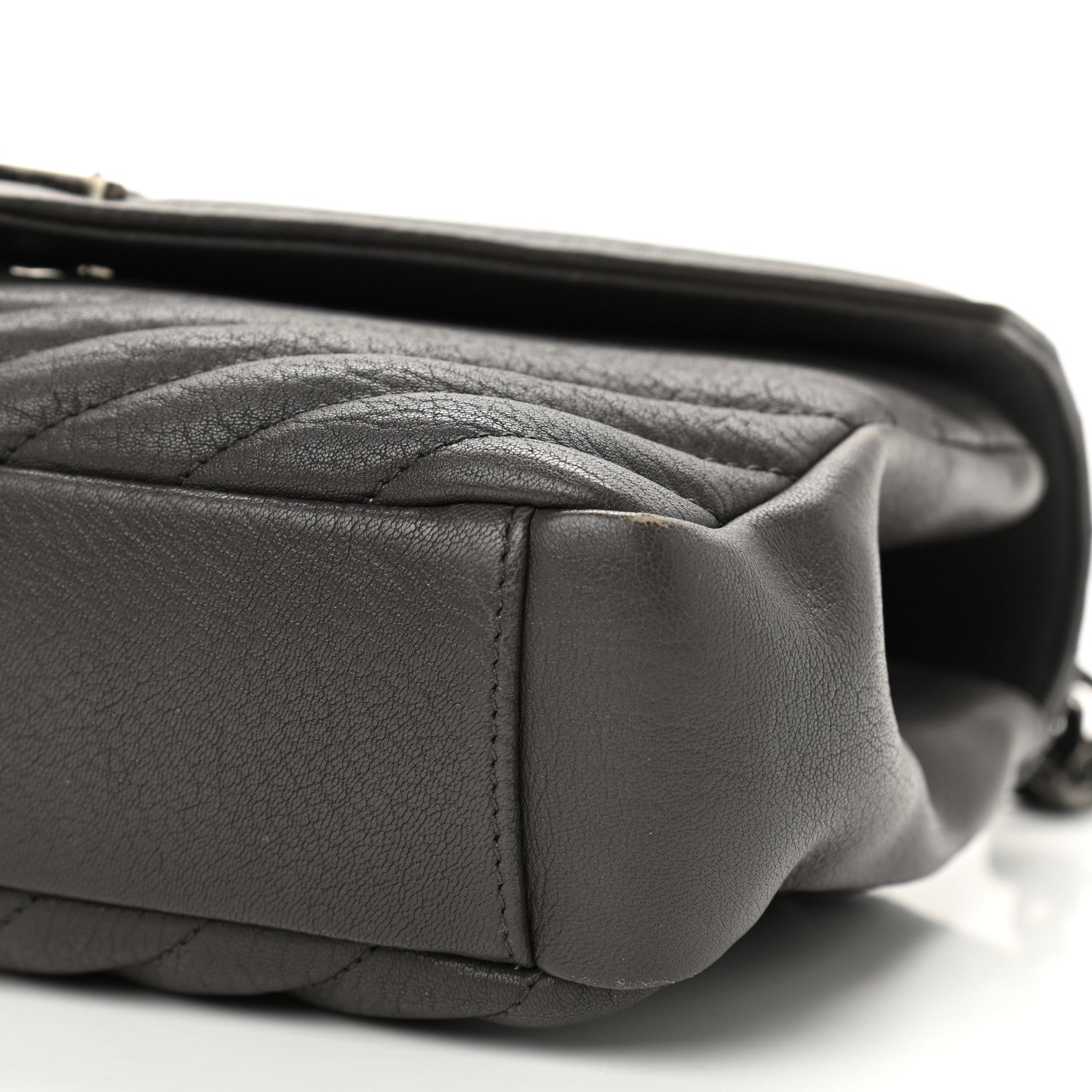 Saint Laurent Sheepskin Matelasse Chevron Monogram Medium College Bag Asphalt 10 of 10