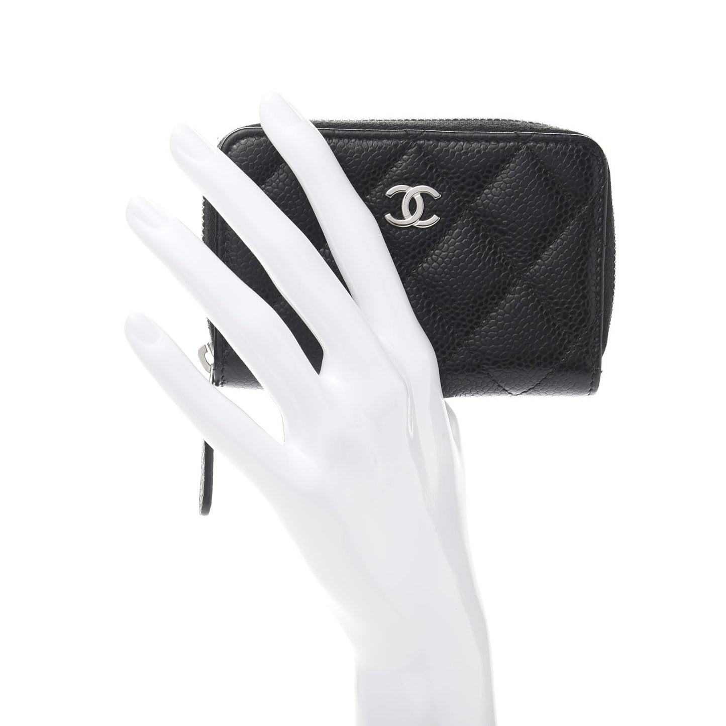 Caviar Quilted Zip Coin Purse Black