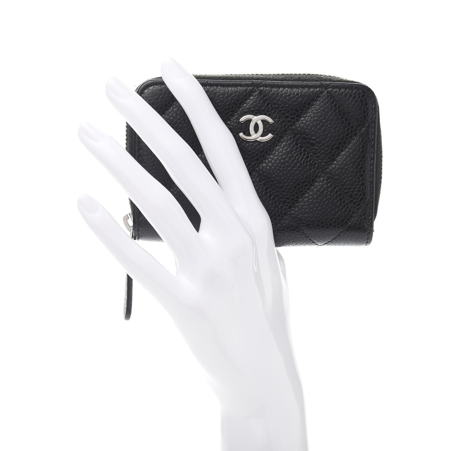 Chanel Caviar Quilted Zip Coin Purse Black 2 of 10
