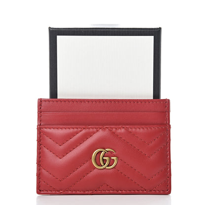 Gucci Calfskin Matelasse GG Marmont Card Holder Hibiscus Red 7 of 7