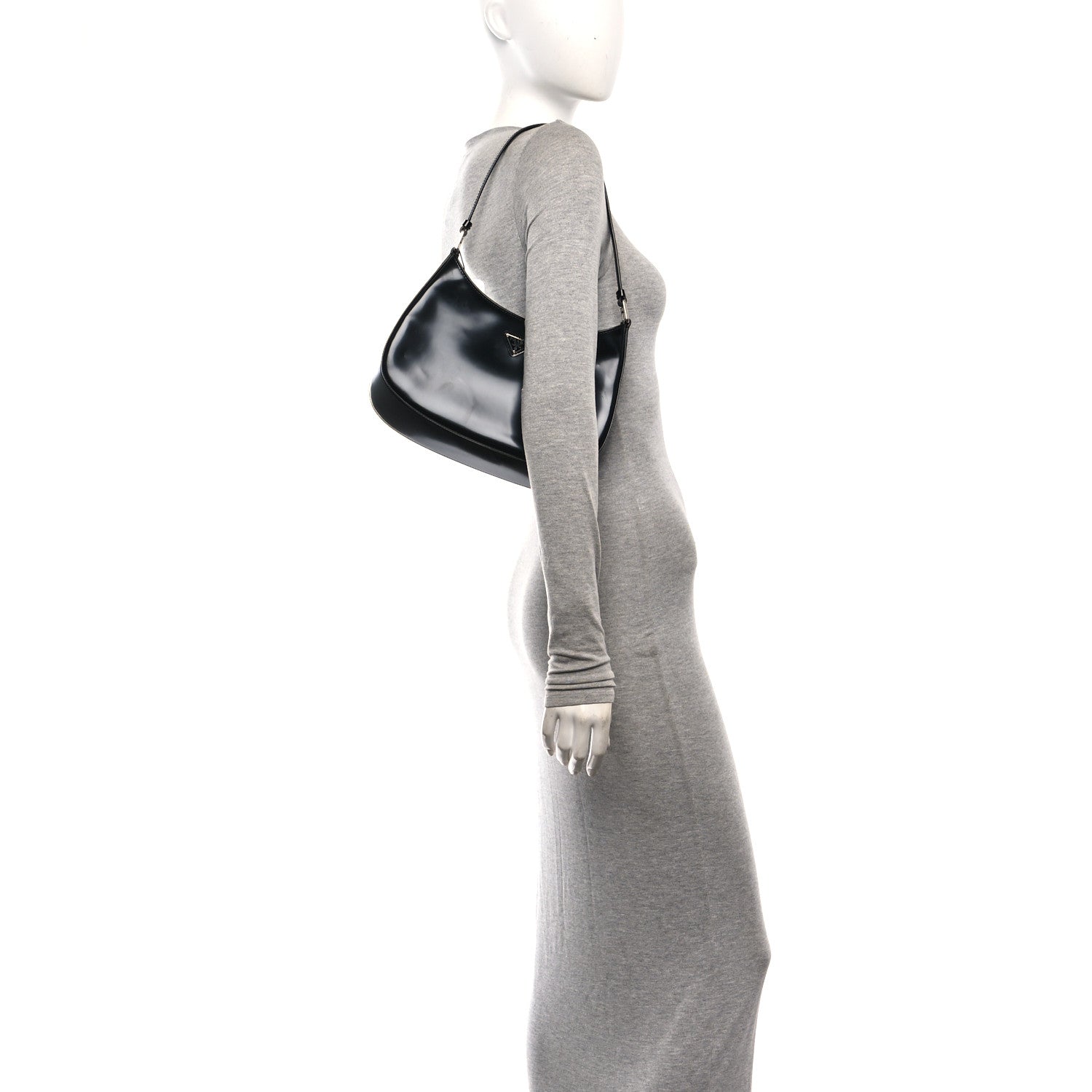 Prada Spazzolato Cleo Shoulder Bag Black 2 of 9
