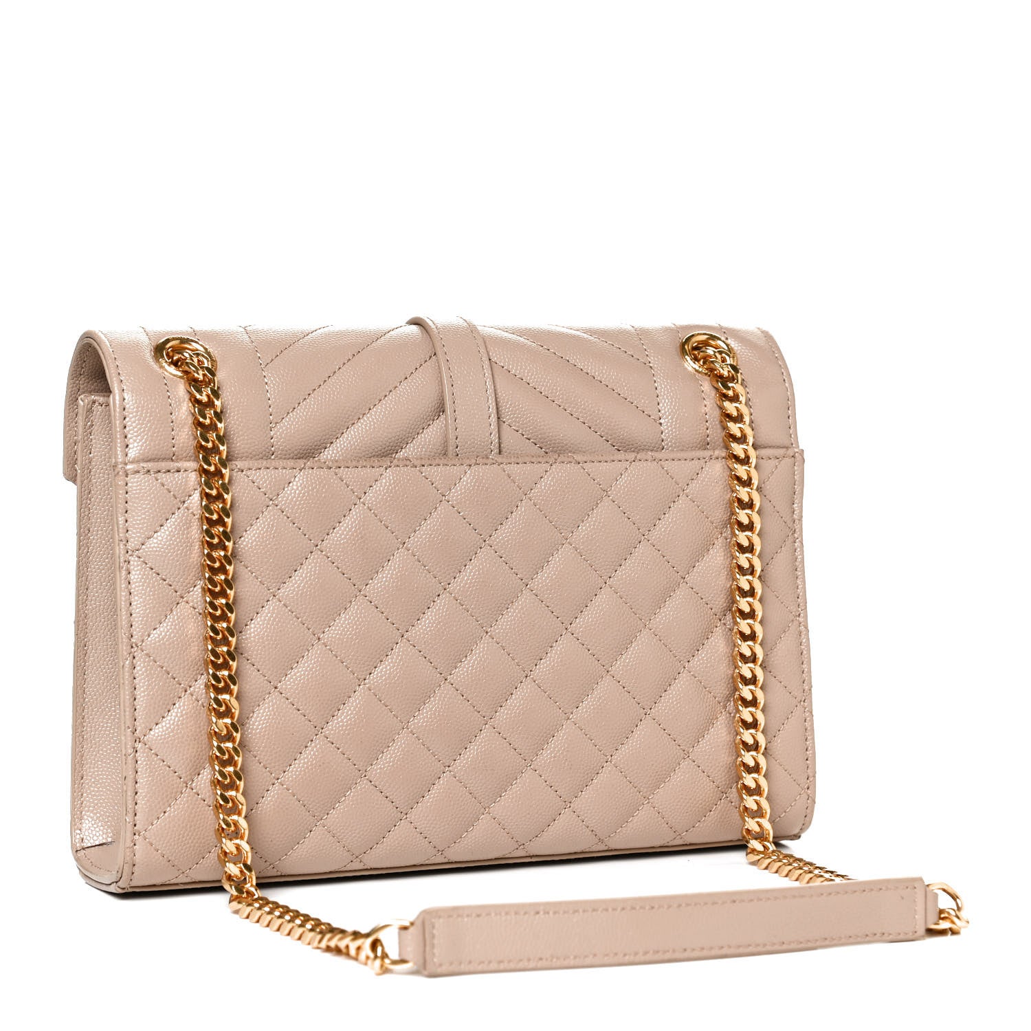 Saint Laurent Grain De Poudre Textured Mixed Matelasse Medium Triquilt Monogram Satchel Dark Beige 3 of 11