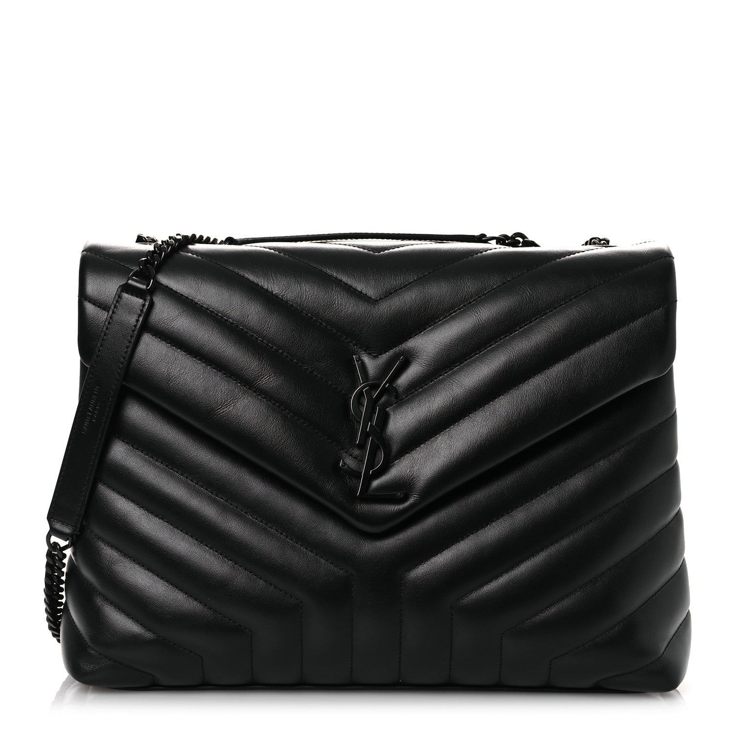 Saint Laurent Calfskin Y Quilted Monogram Monochrome Medium Loulou Chain Satchel Black 1 of 12