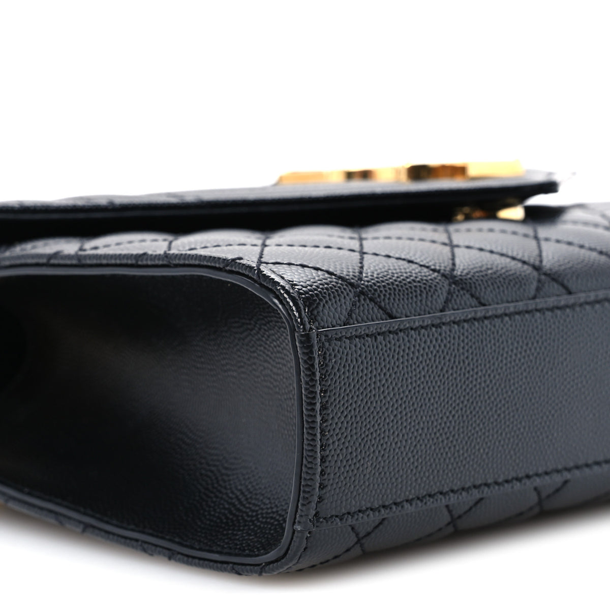 Saint Laurent Grain De Poudre Textured Mixed Matelasse Triquilt Medium Monogram Satchel Black 10 of 11