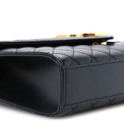 Saint Laurent Grain De Poudre Textured Mixed Matelasse Triquilt Medium Monogram Satchel Black 10 of 11