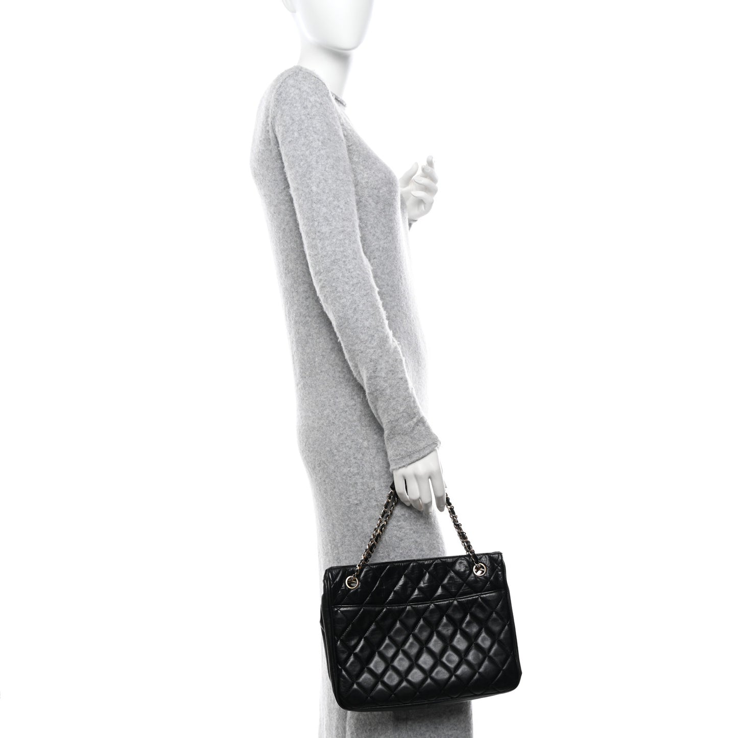 Lambskin Quilted Shoulder Bag Black