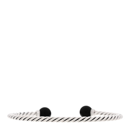 David Yurman Sterling Silver Diamond Onyx 9mm Solari Bracelet 2 of 5
