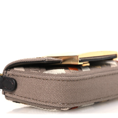 Fendi Canvas Vitello King FF Embroidered Nano Maxi Buckle Baguette Charm Tartufo Ebano 8 of 10