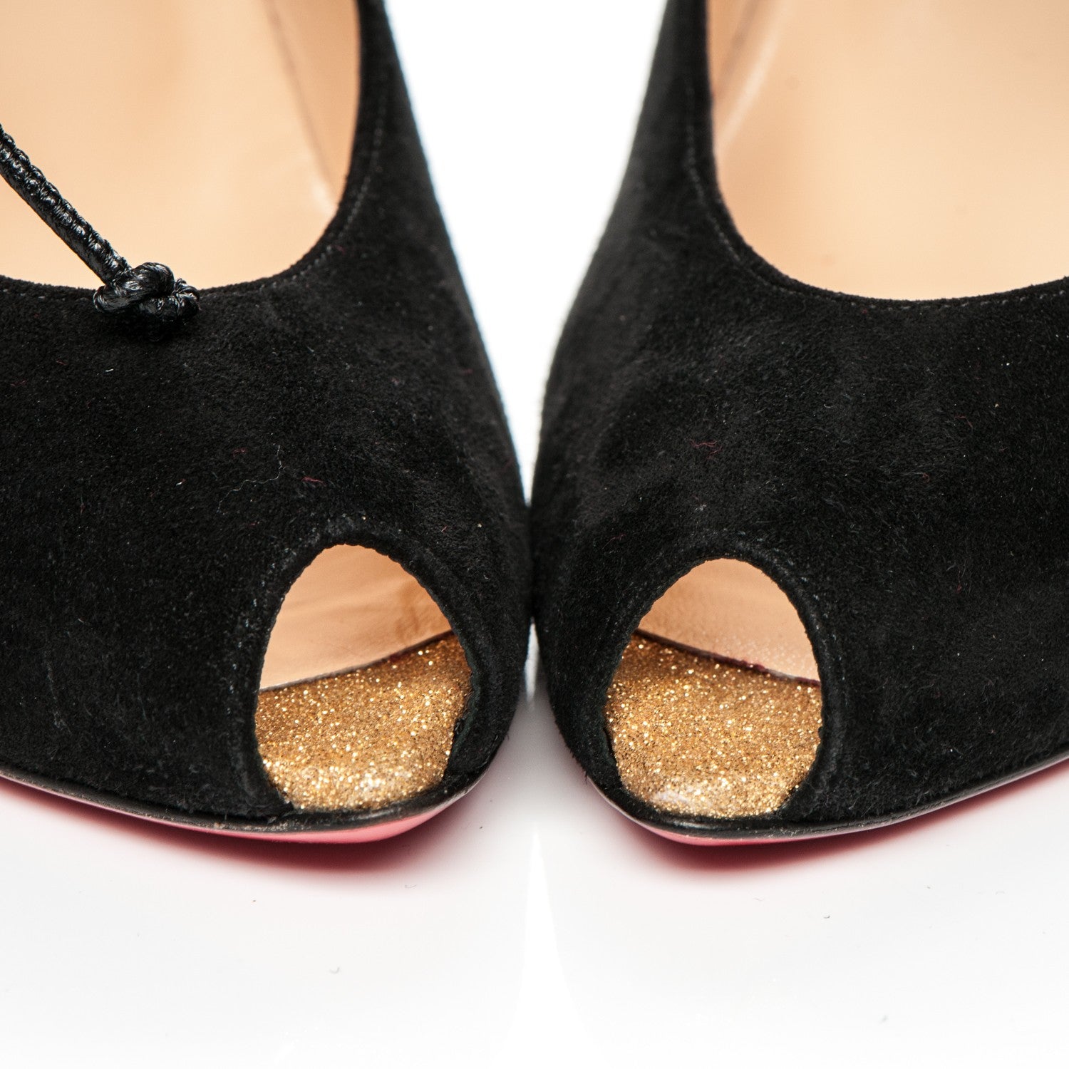 Christian Louboutin Suede Glitter Neotrente 100 Pumps 38 Black Gold 8 of 8
