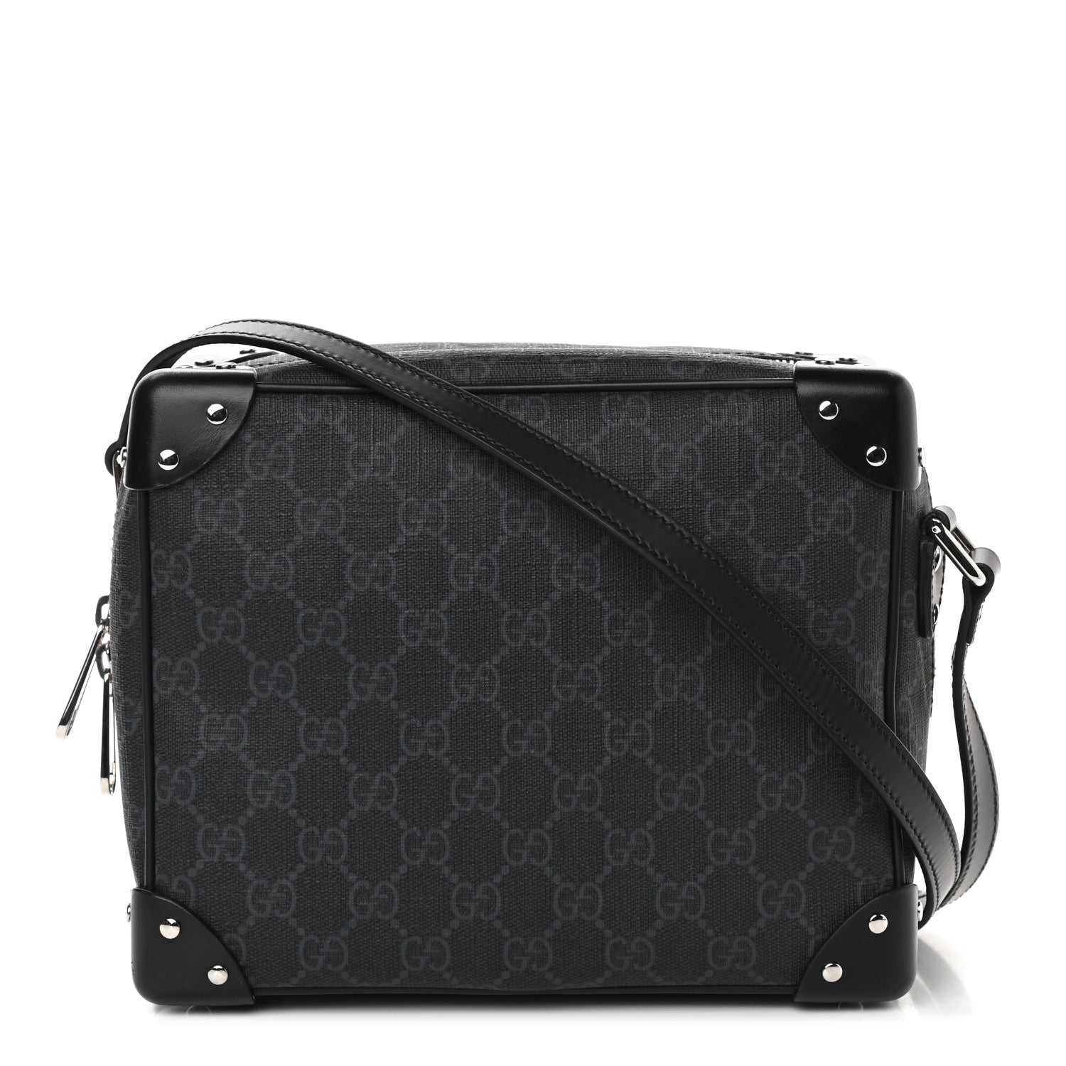 Gucci GG Supreme Monogram Selleria Calfskin Square Messenger Bag Black 1 of 14