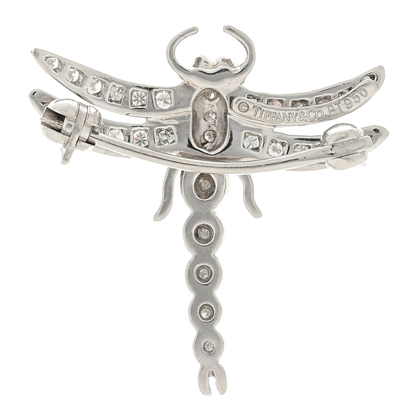 18K White Gold Diamond Dragonfly Brooch Pin