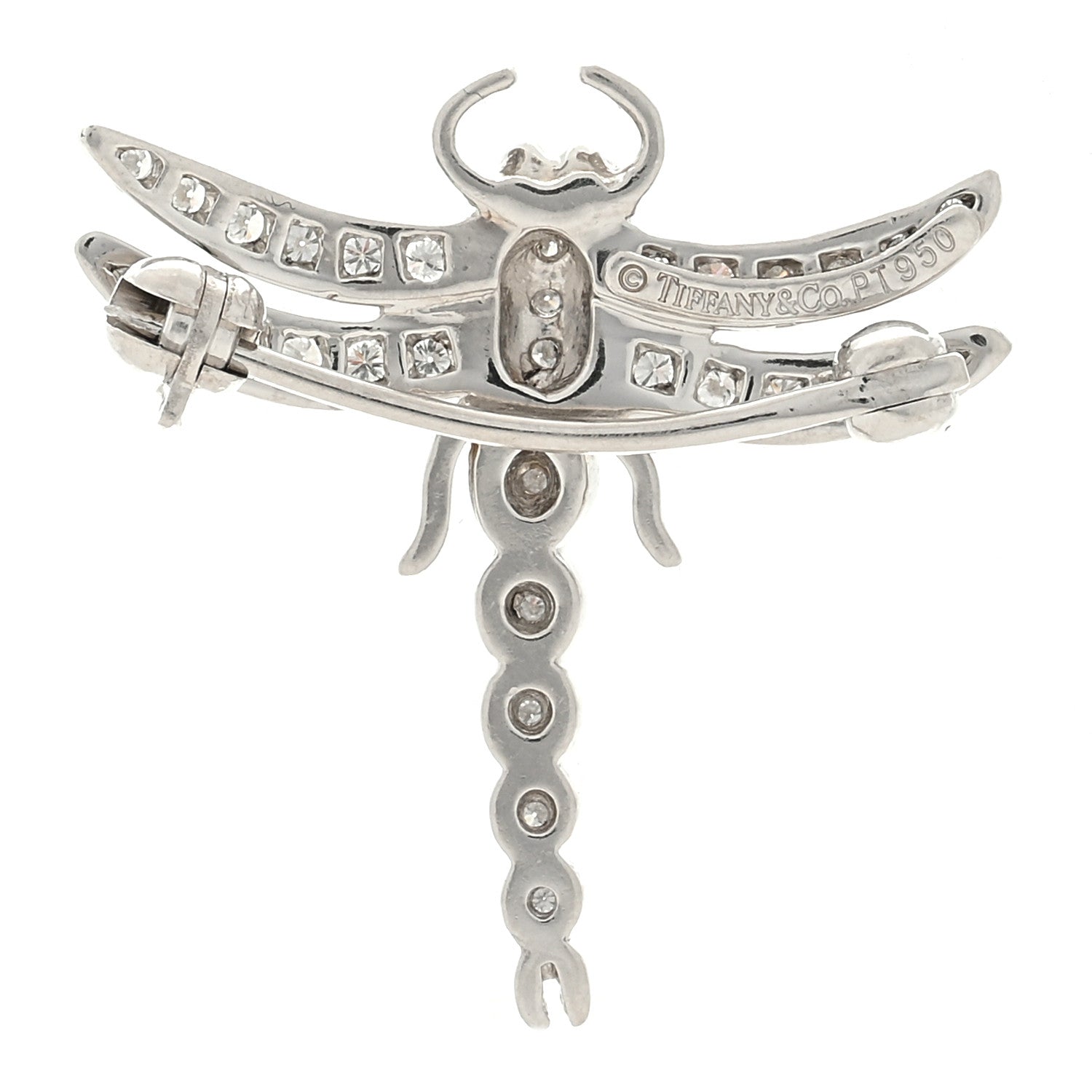 Tiffany 18K White Gold Diamond Dragonfly Brooch Pin 3 of 4