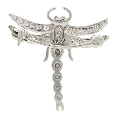 Tiffany 18K White Gold Diamond Dragonfly Brooch Pin 3 of 4