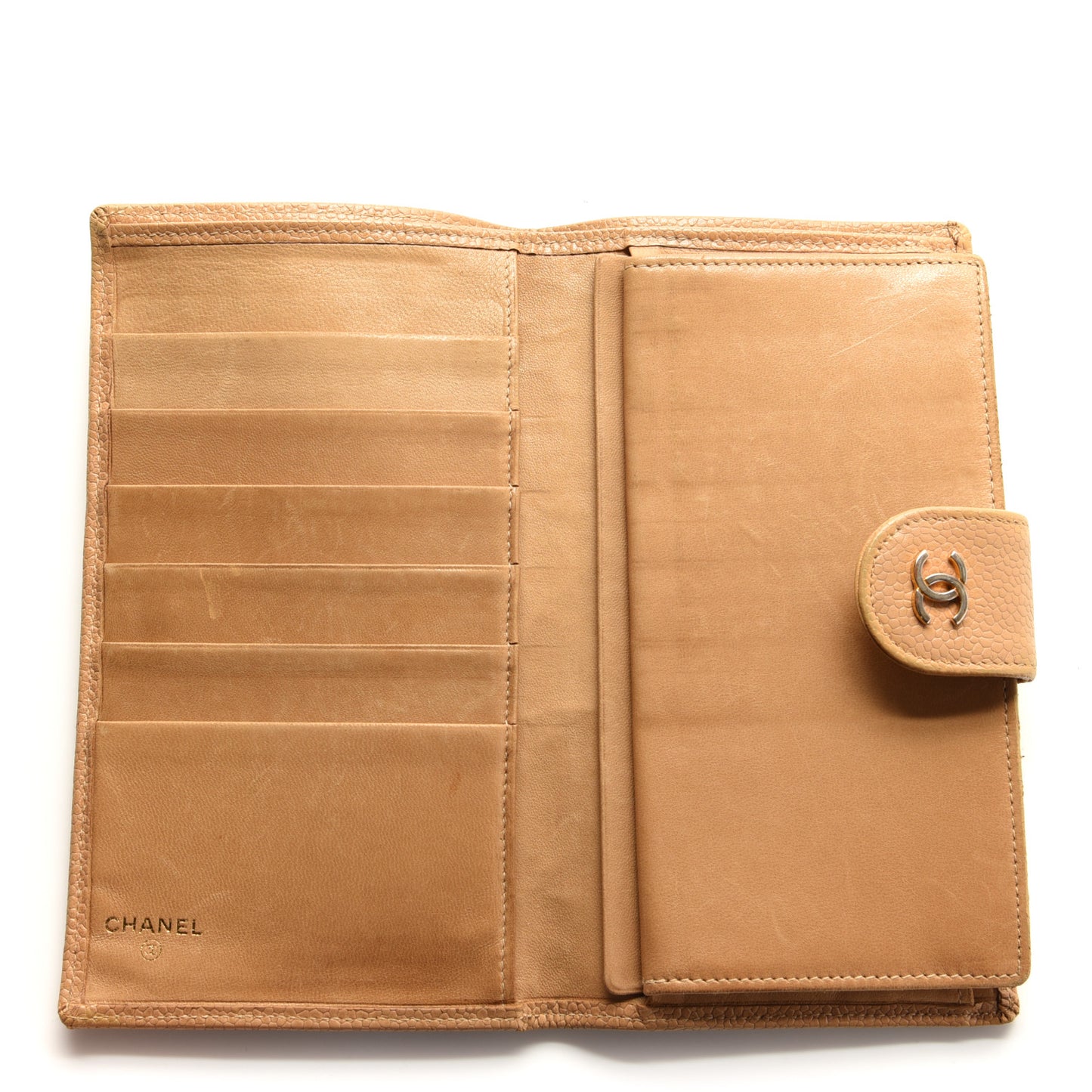 Caviar Diamond Stitched French Wallet Beige