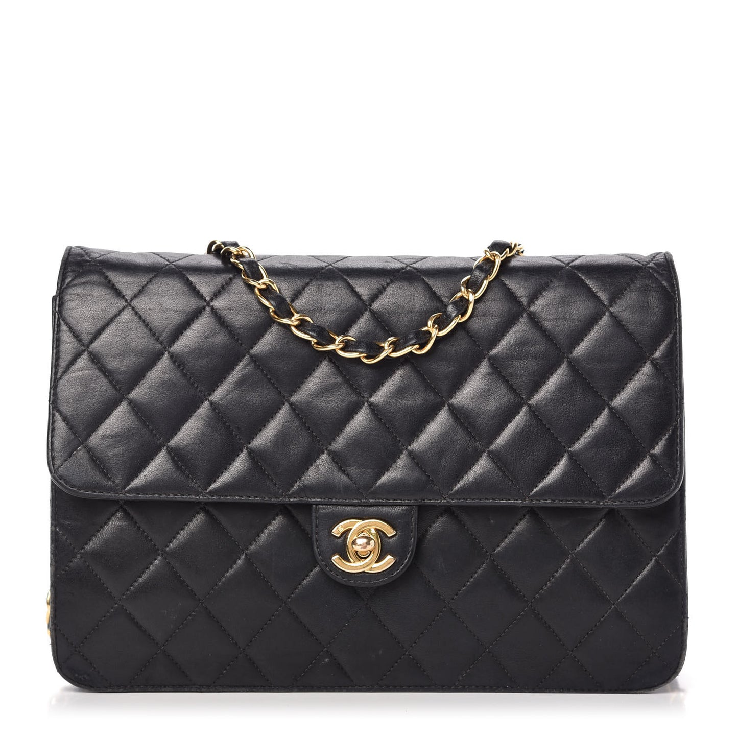 Lambskin Quilted Small Single Flap Bag Black