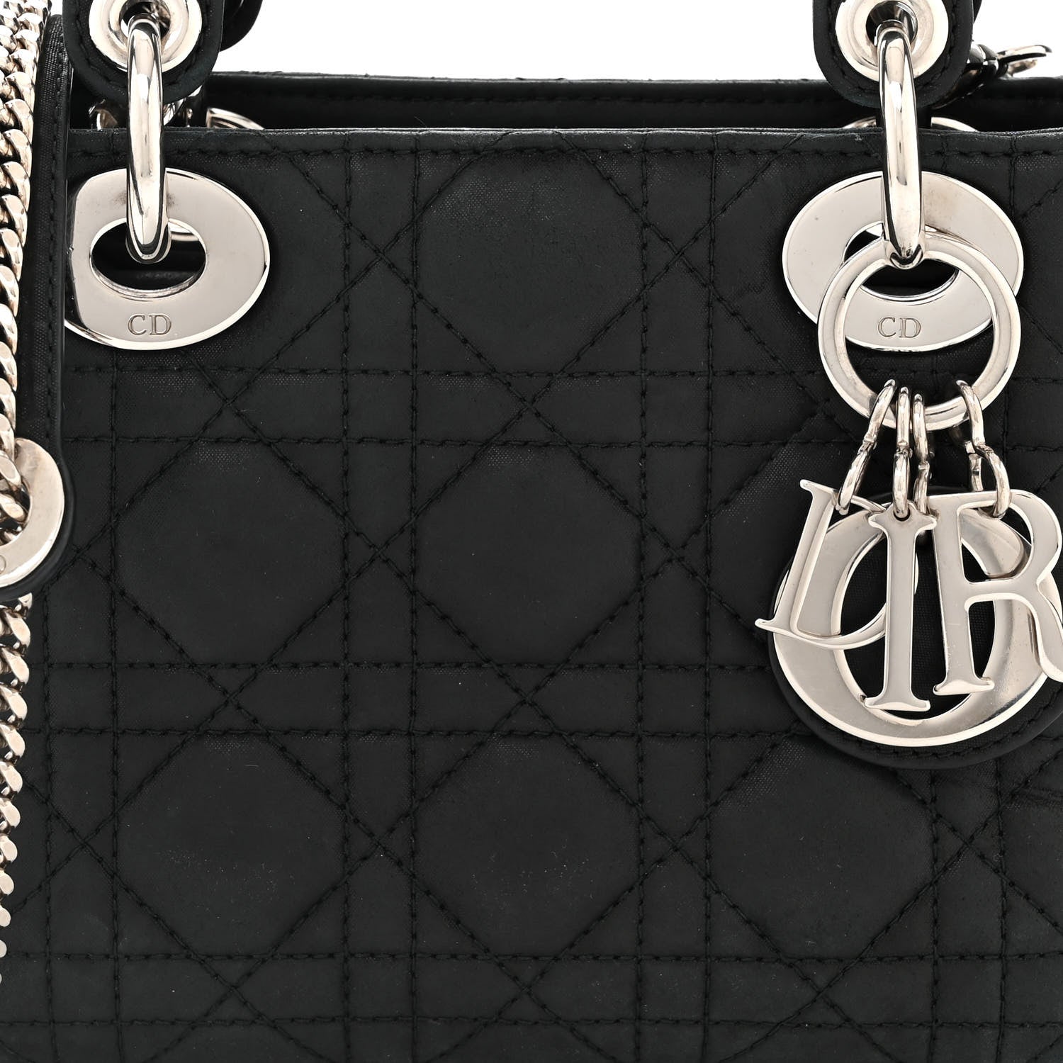 Christian Dior Metallic Calfskin Cannage Mini Lady Dior Black 8 of 11