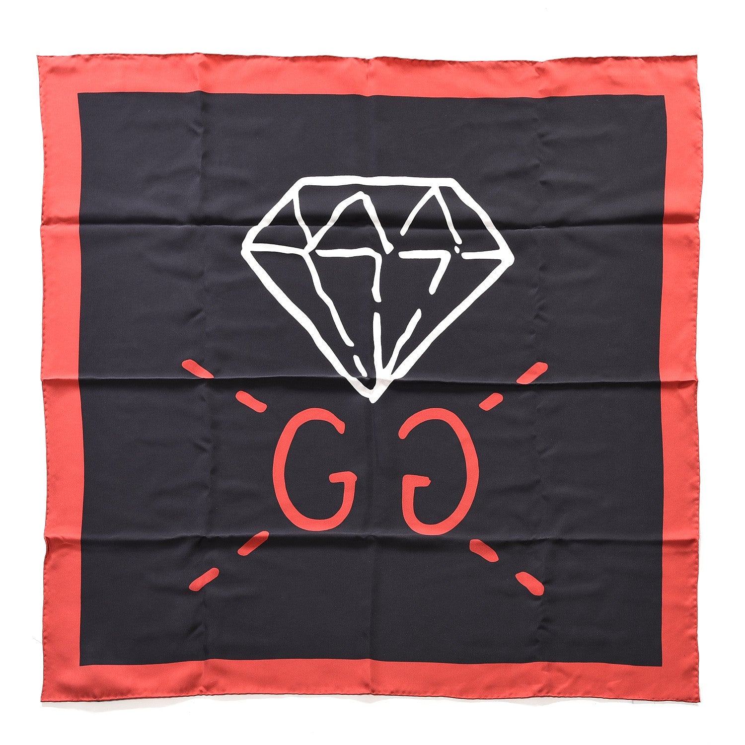 Gucci Silk GG Diamond Square Scarf Black 1 of 3