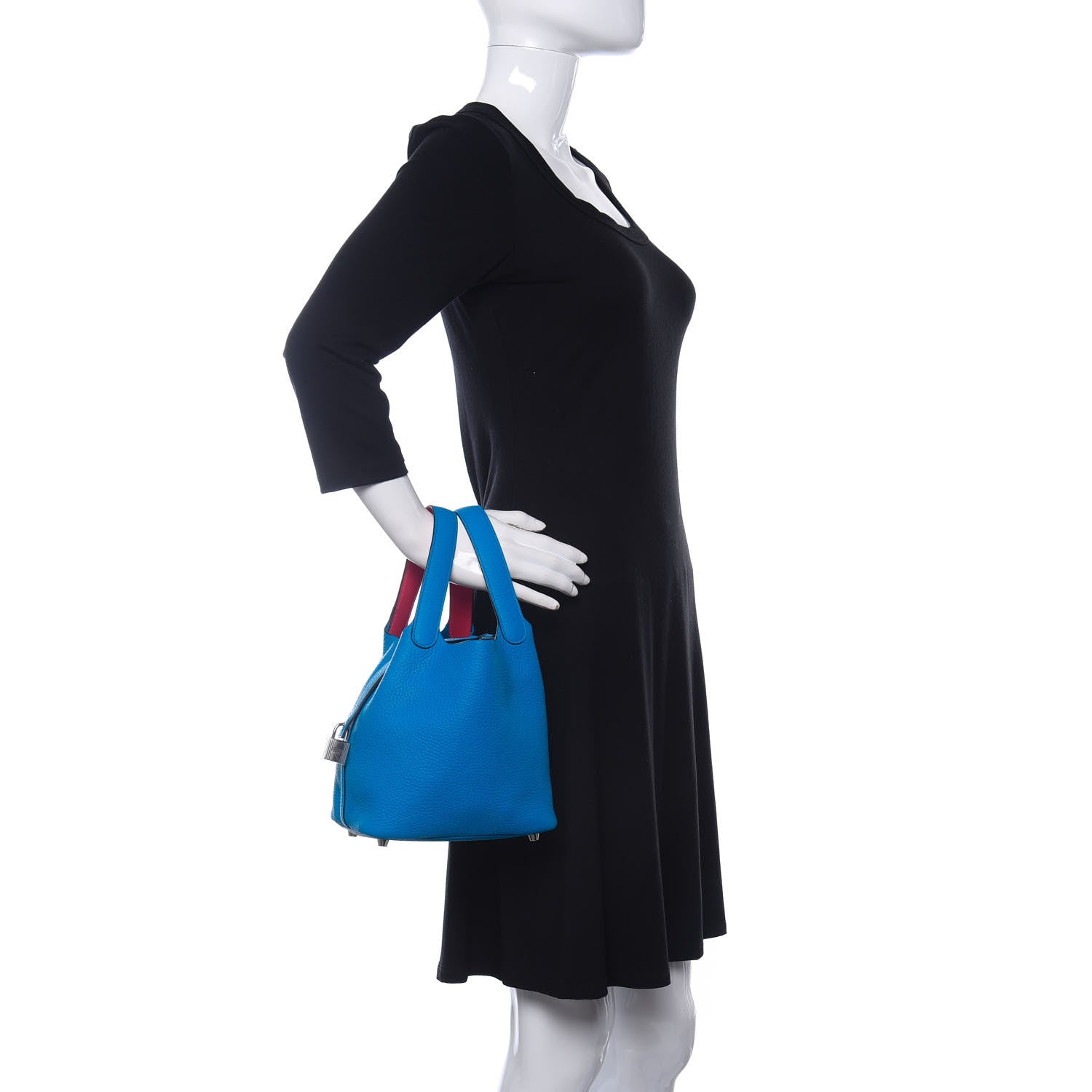 Hermes Taurillon Clemence Swift Eclat Picotin Lock 18 PM Bleu Frida Rose Mexico 2 of 10