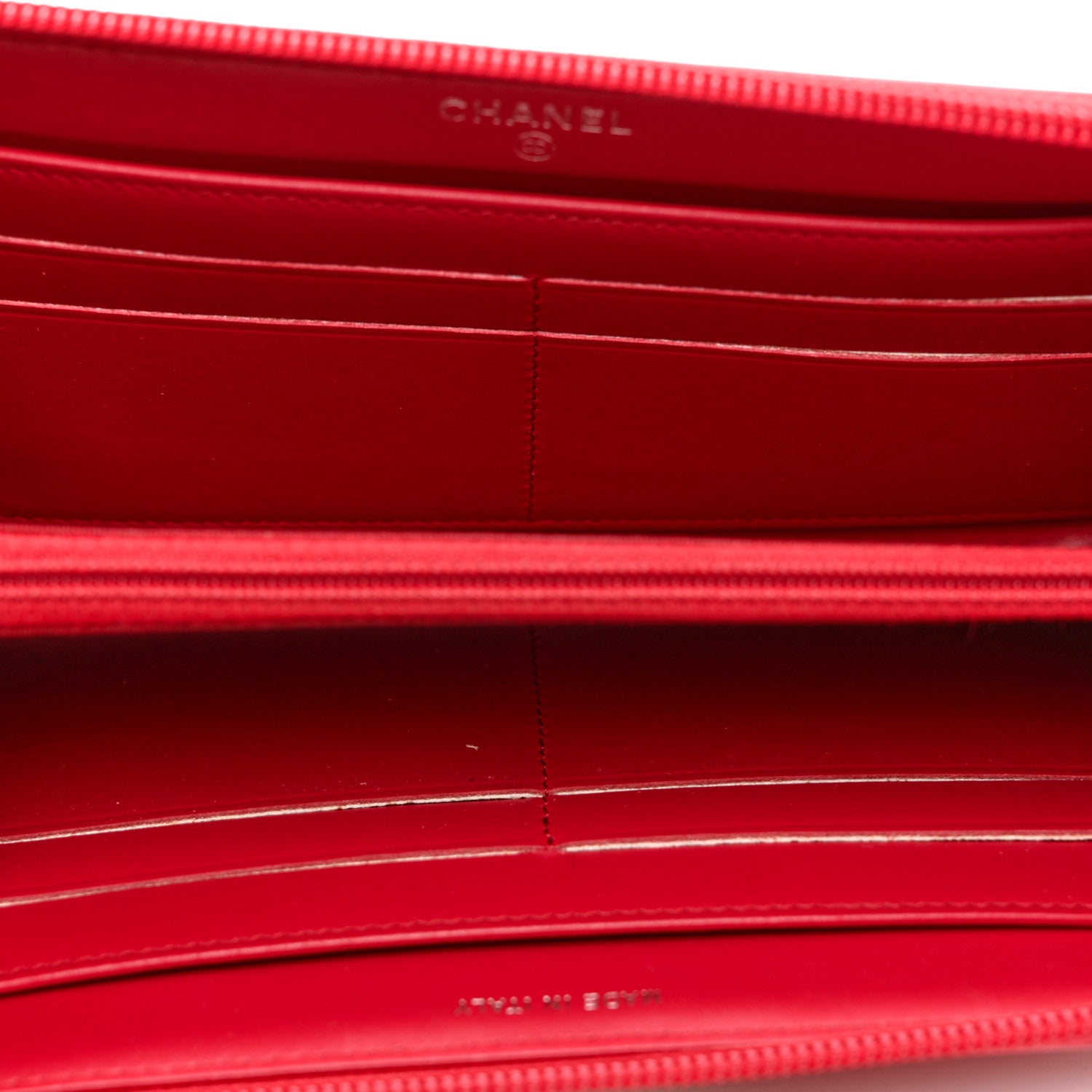 Chanel Patent Quilted Boy Zip Around Wallet Red 5 of 9