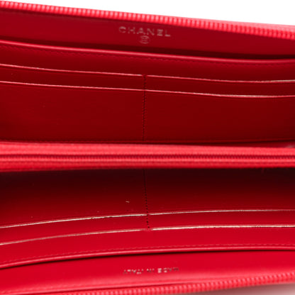 Chanel Patent Quilted Boy Zip Around Wallet Red 5 of 9