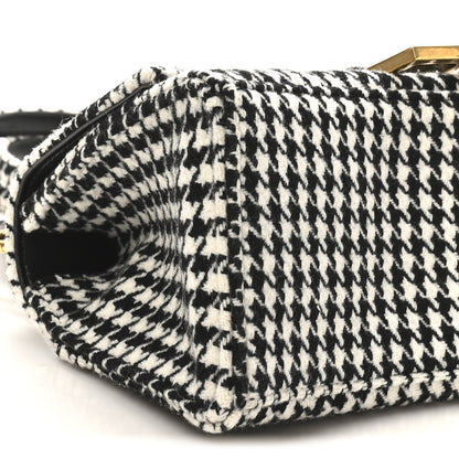 Balenciaga Wool Houndstooth Small Hourglass Top Handle Bag Black White 8 of 9
