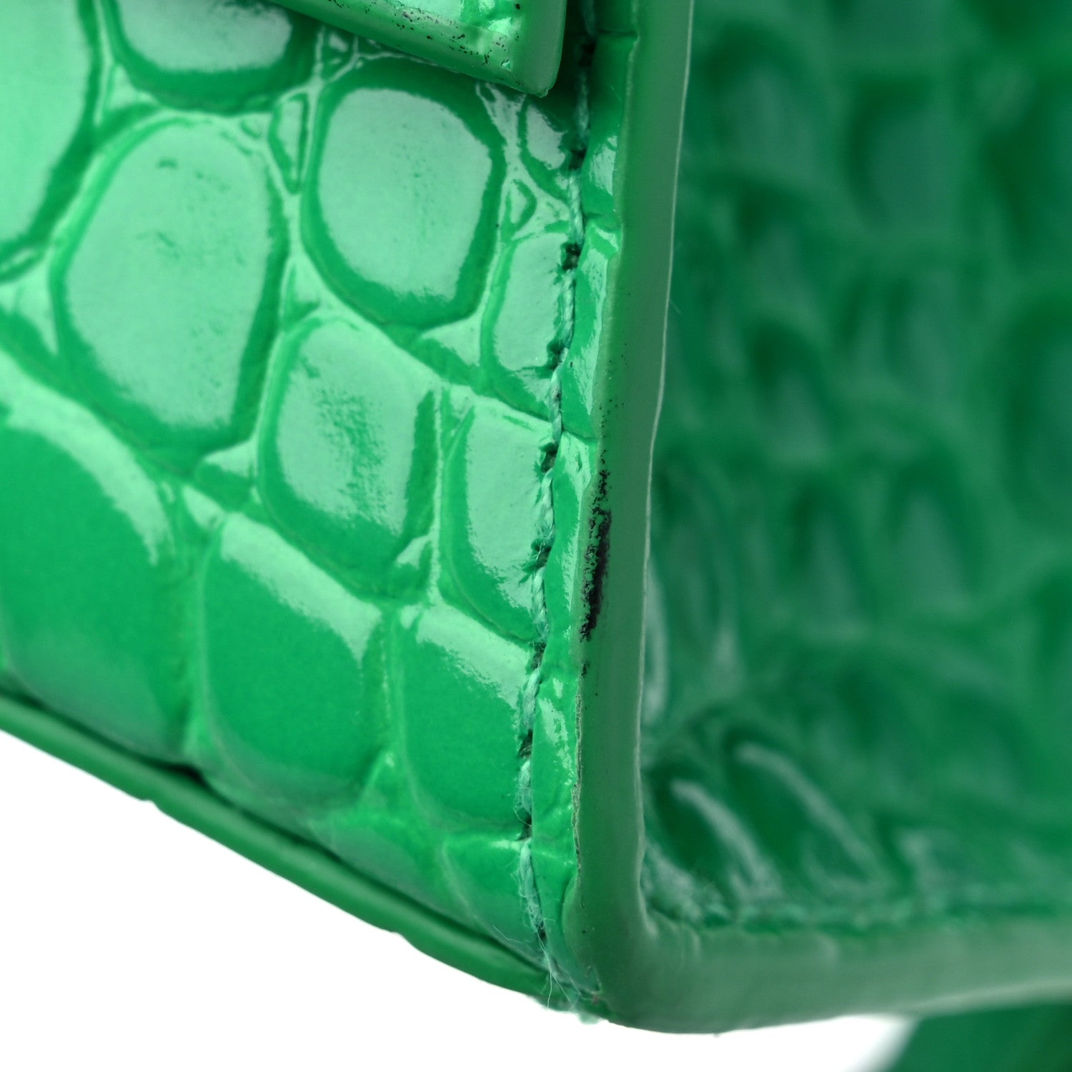 Balenciaga Shiny Calfskin Tonal B Crocodile Embossed Hourglass Top Handle Bag XS Vivid Green 11 of 11