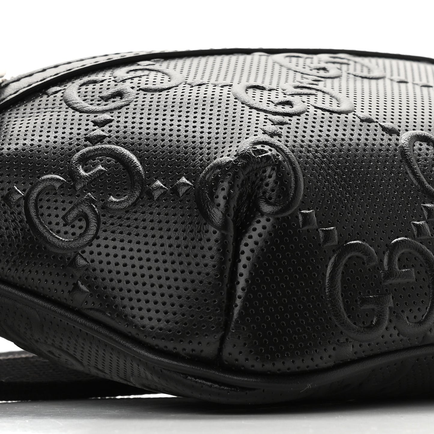 Calfskin GG Tennis Embossed Belt Bag Black