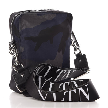 Valentino Garavani Nylon Camouflage VLTN Small Rockstud Shoulder Bag Dark Blue 3 of 7