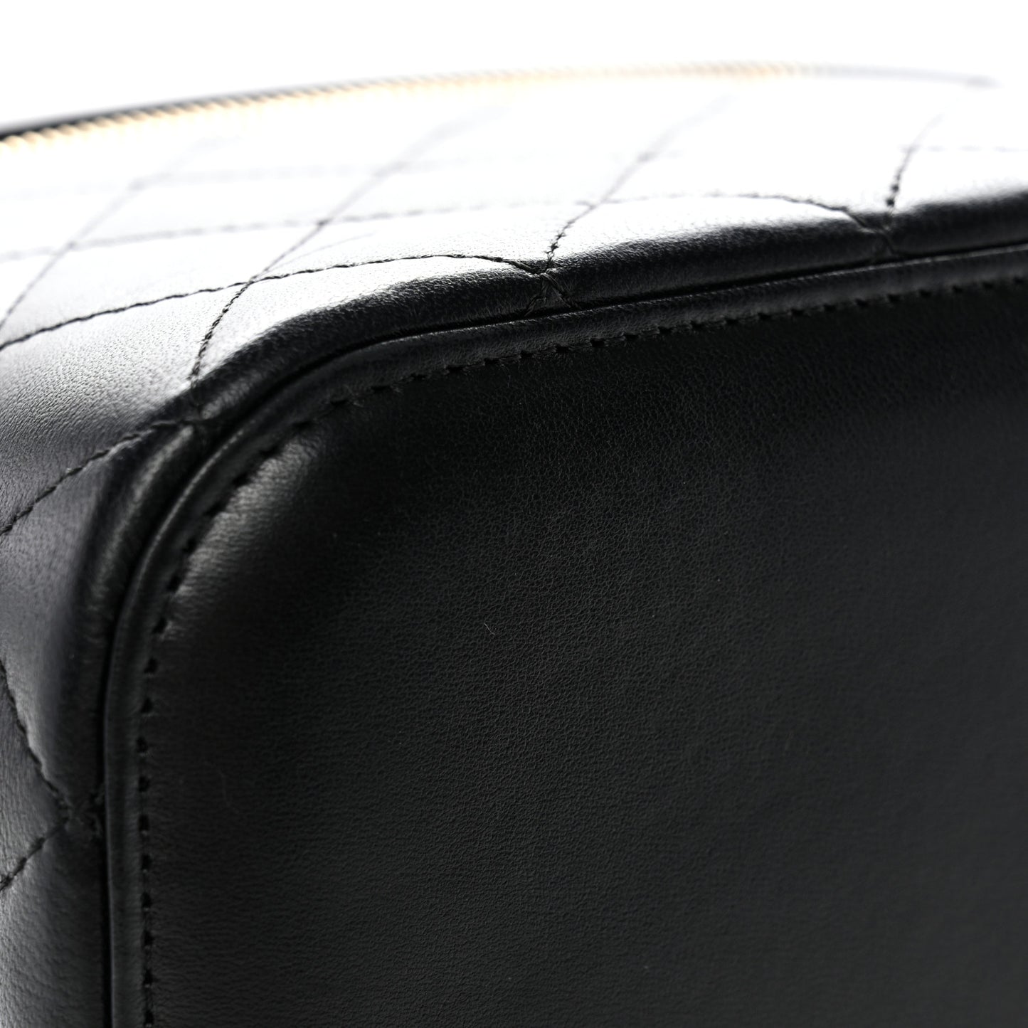 Lambskin Quilted Large Vanity Pouch Black
