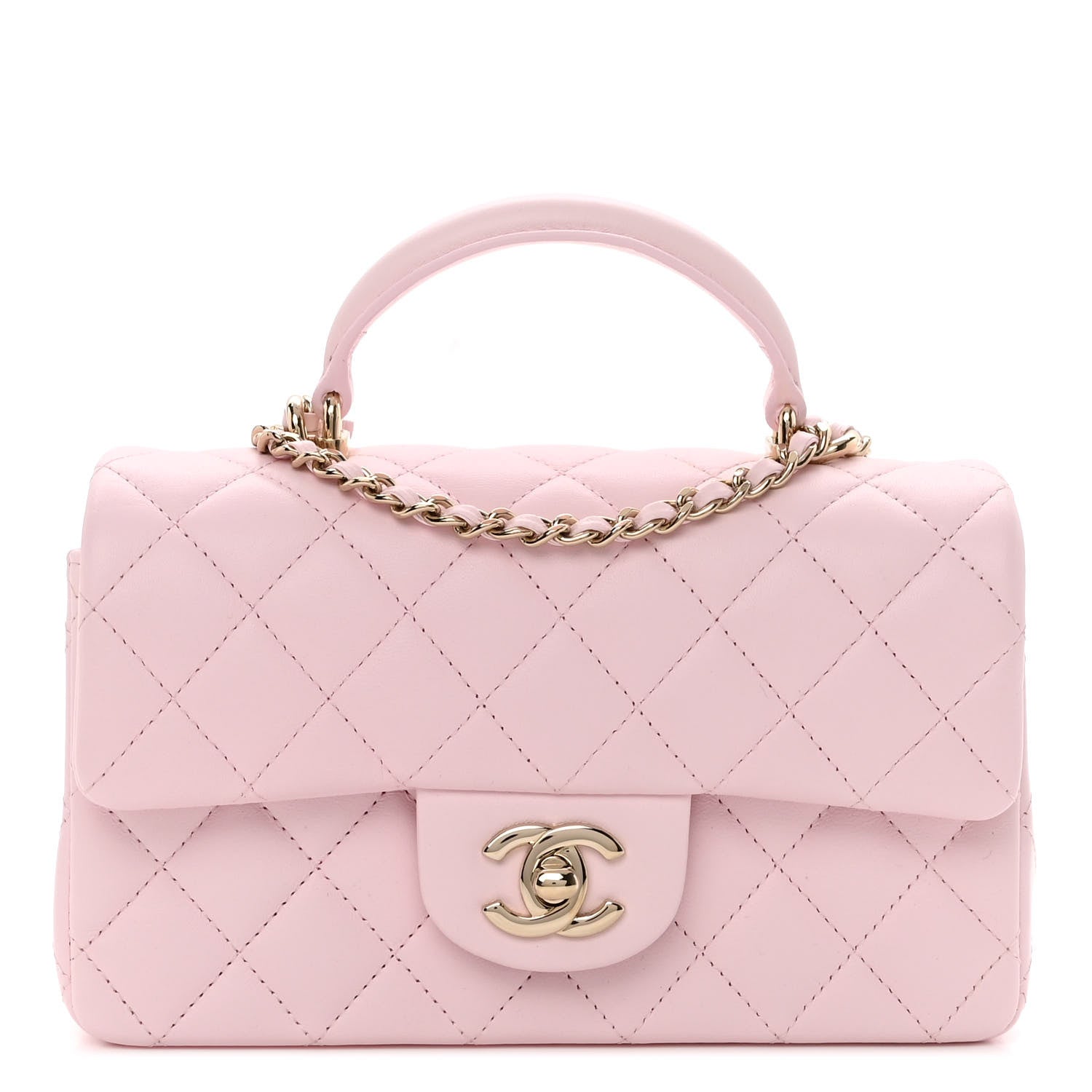 Chanel Lambskin Quilted Mini Top Handle Rectangular Flap Light Pink 1 of 10