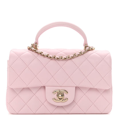 Chanel Lambskin Quilted Mini Top Handle Rectangular Flap Light Pink 1 of 10
