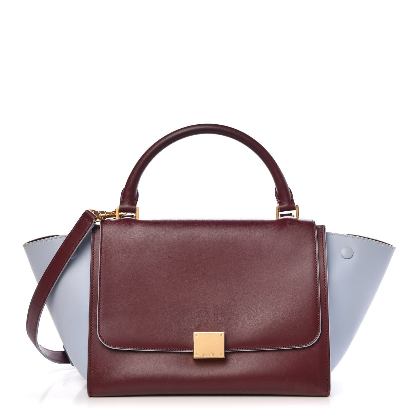 Smooth Calfskin Small Bi-Color Trapeze Burgundy Azur