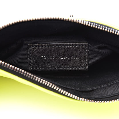 Saint Laurent Patent Grain De Poudre Matelasse Chevron Monogram Bill Pouch Neon Yellow 7 of 9