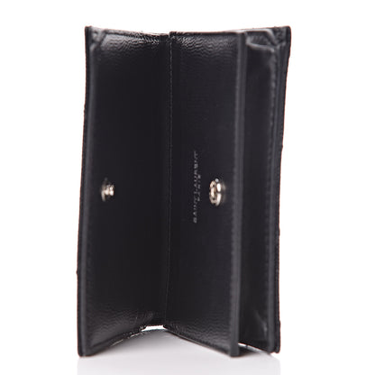 Saint Laurent Grain De Poudre Matelasse Chevron Monogram Card Case Black 5 of 10