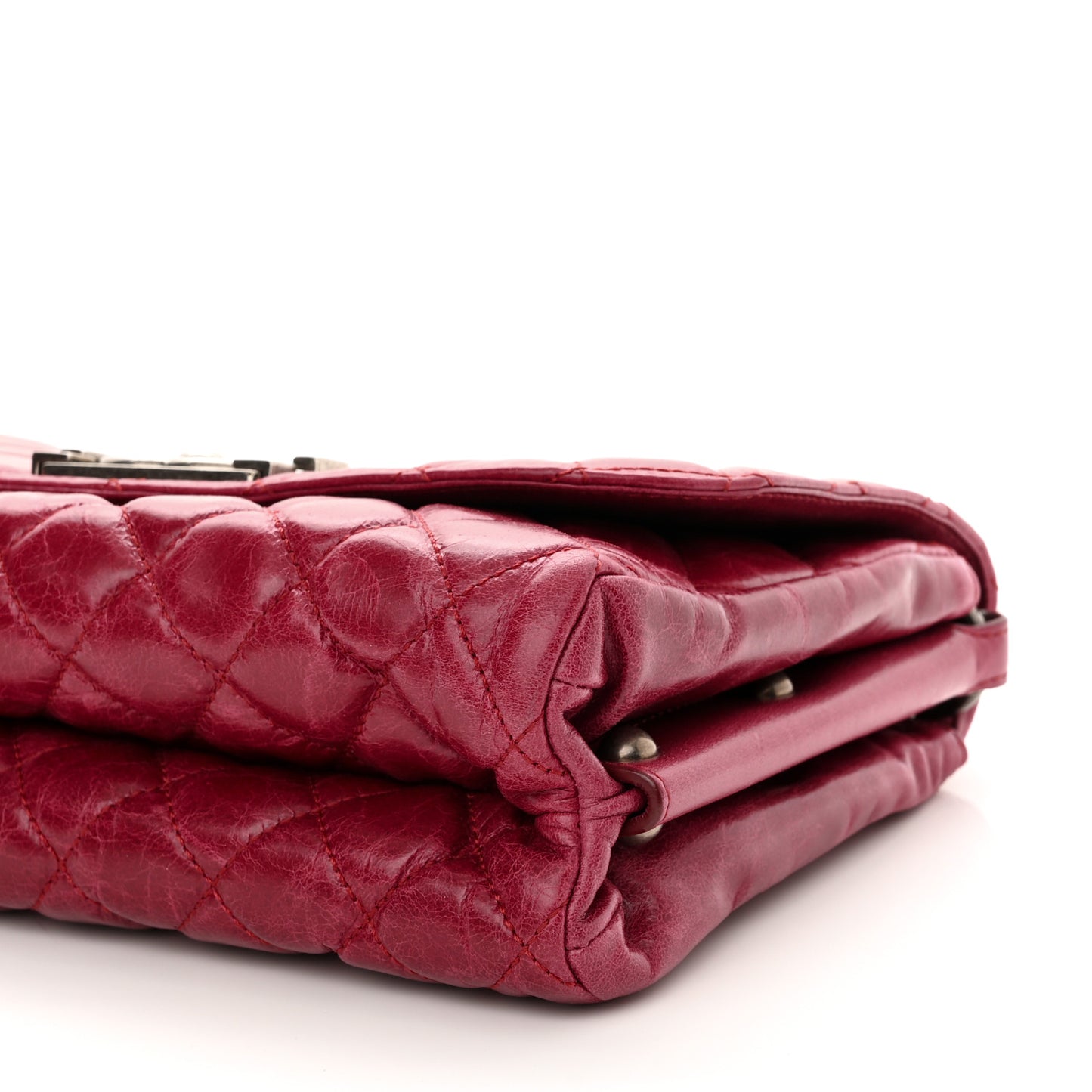 Glazed Calfskin Quilted Soft Boy Flap Red