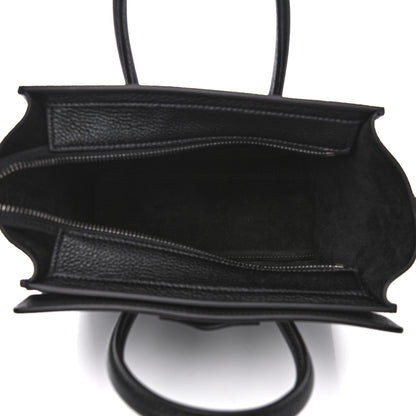 Celine Drummed Calfskin Nano Luggage Black 5 of 10