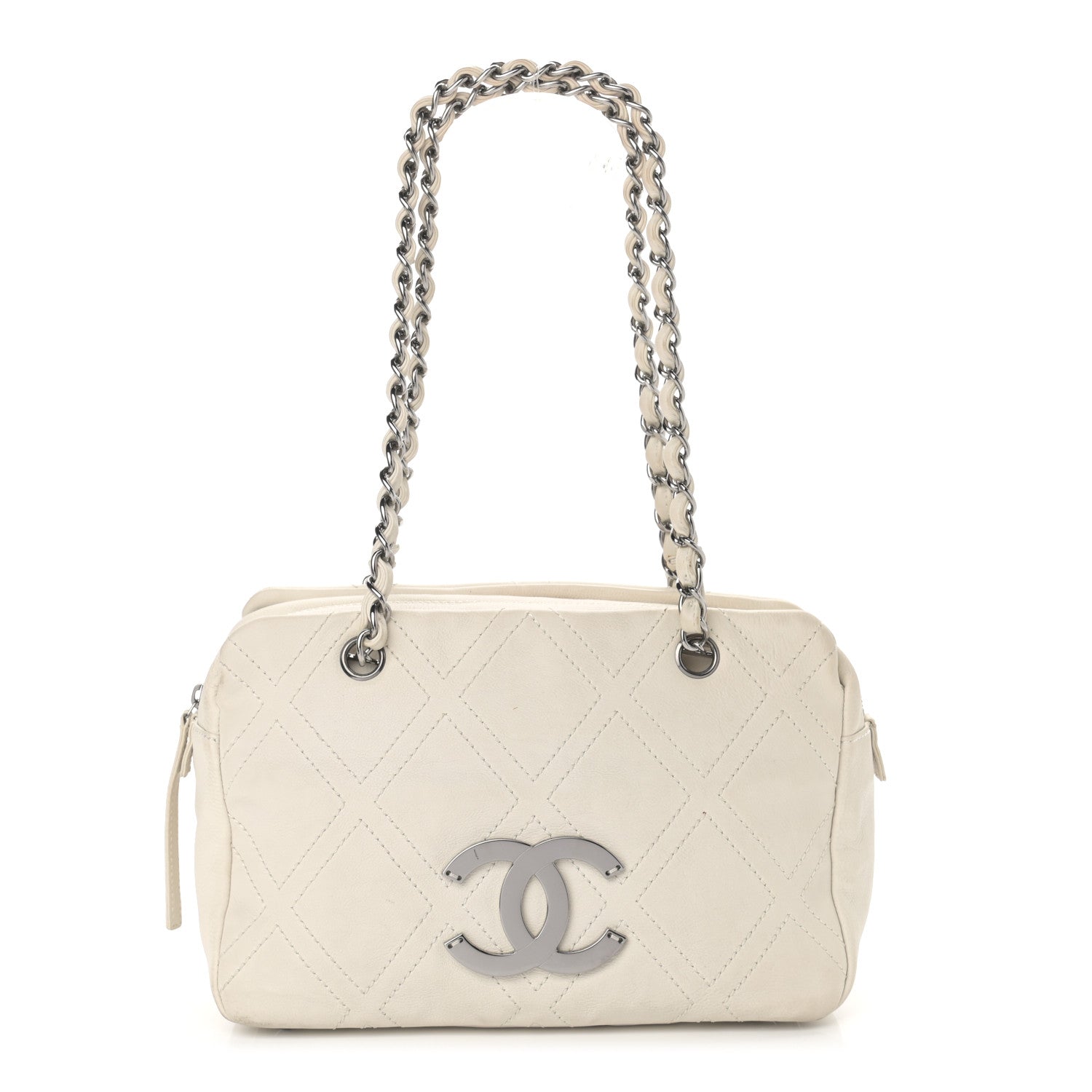 Chanel Calfskin Small Diamond Stitch Tote White 1 of 12