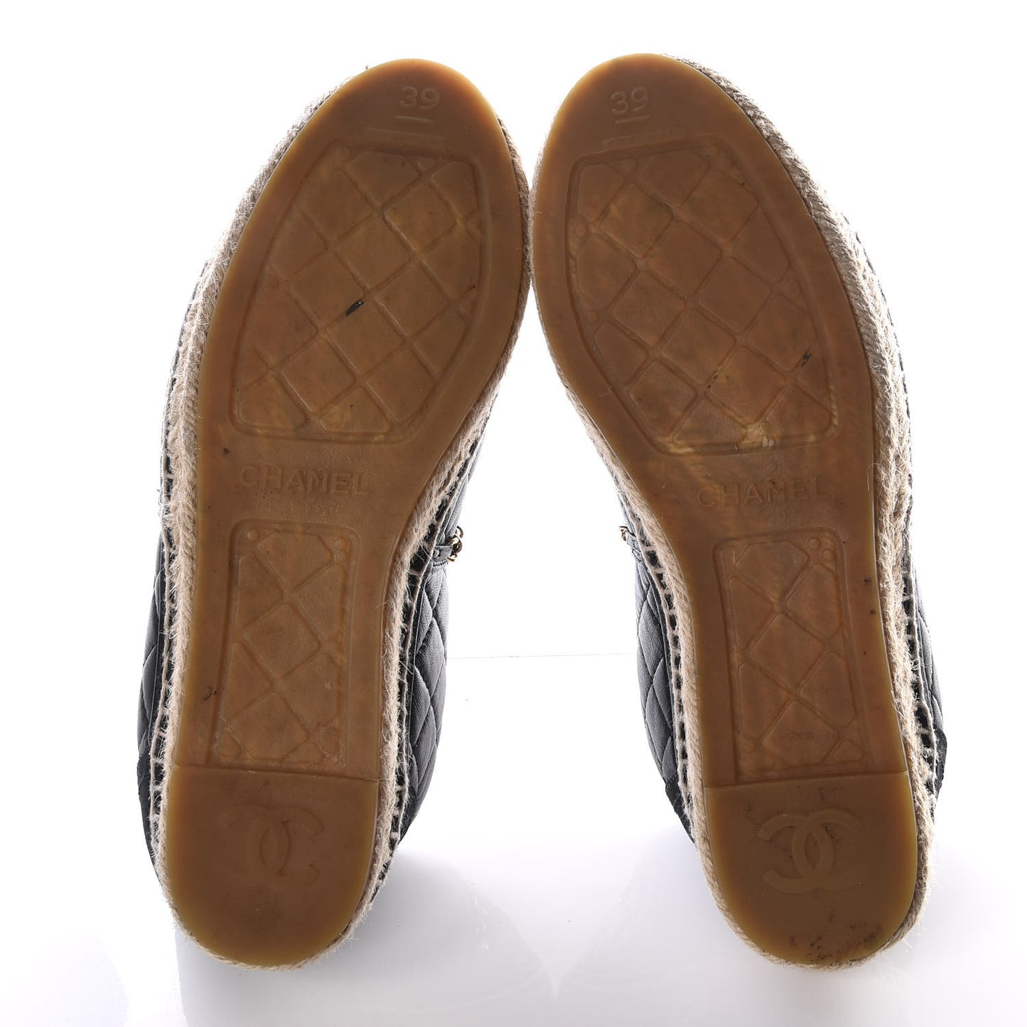 Lambskin Quilted CC Chain Espadrilles 39 Black