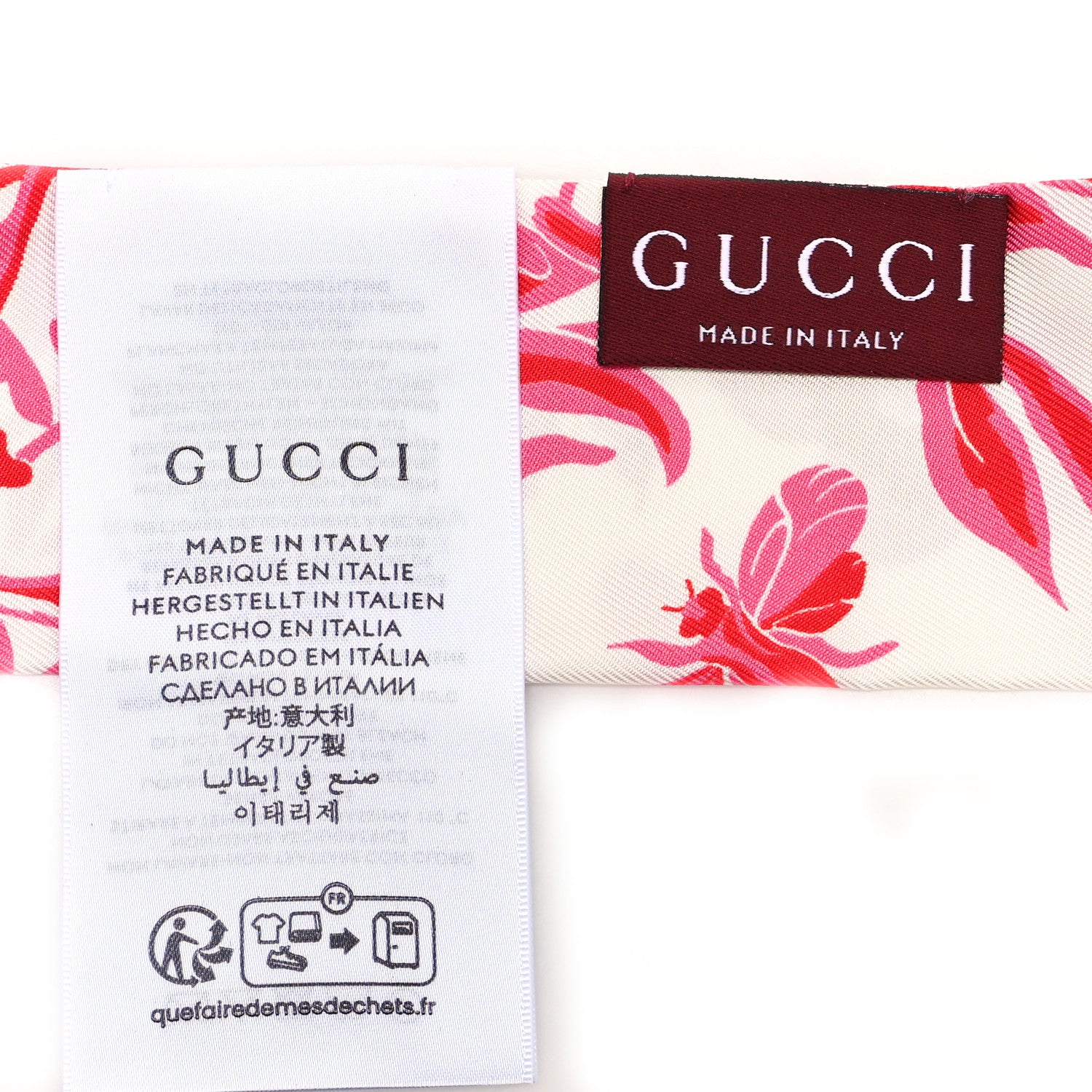 Gucci Silk Twill Flora Print Scarf White Pink 3 of 3