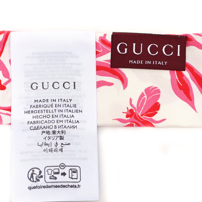 Gucci Silk Twill Flora Print Scarf White Pink 3 of 3