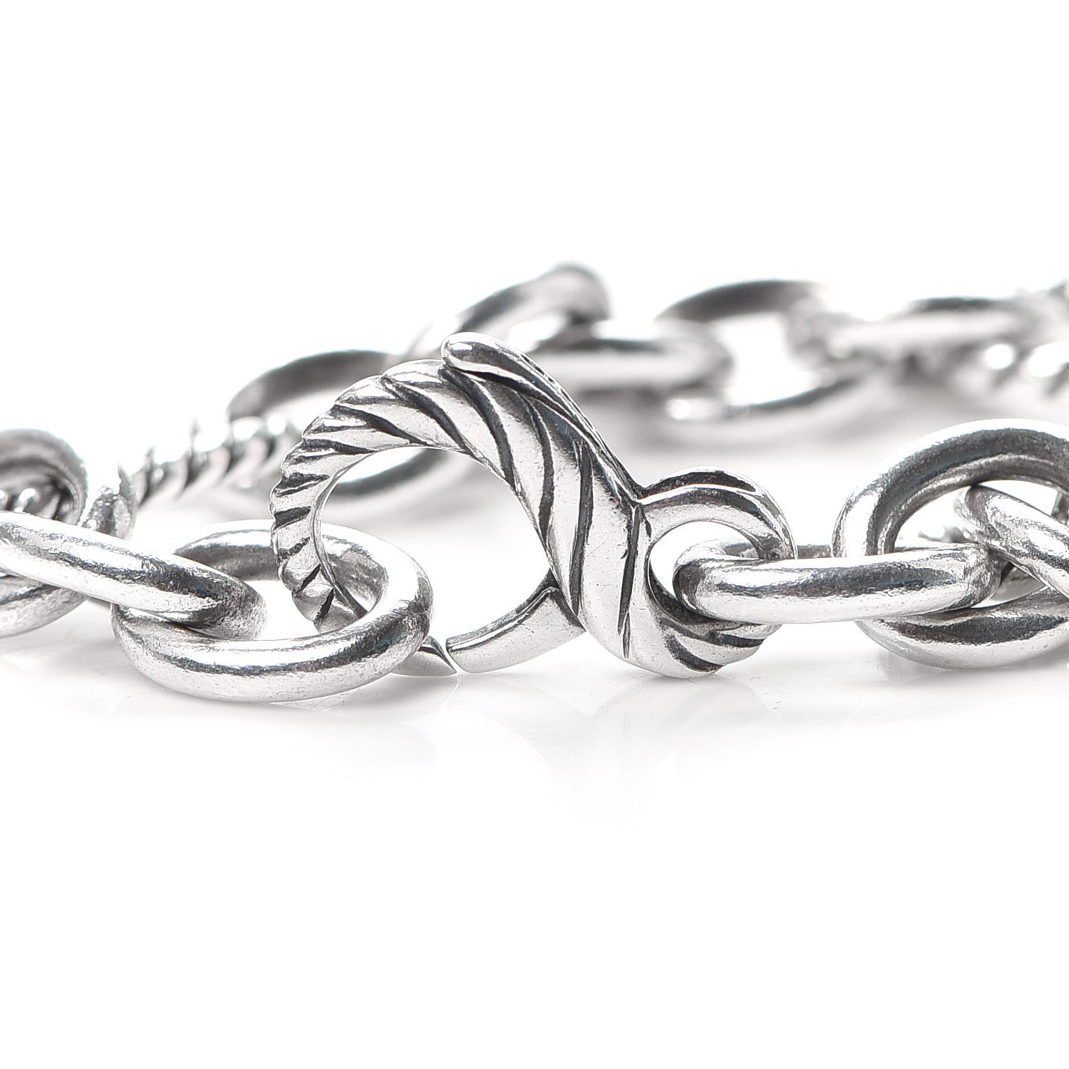 David Yurman Sterling Silver 18K Yellow Gold Figaro Link Bracelet 4 of 5