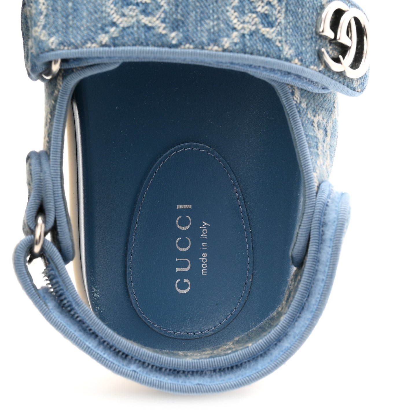 New Denim Delave GG Monogram Womens Dad Sandals 37 Light Blue Avion