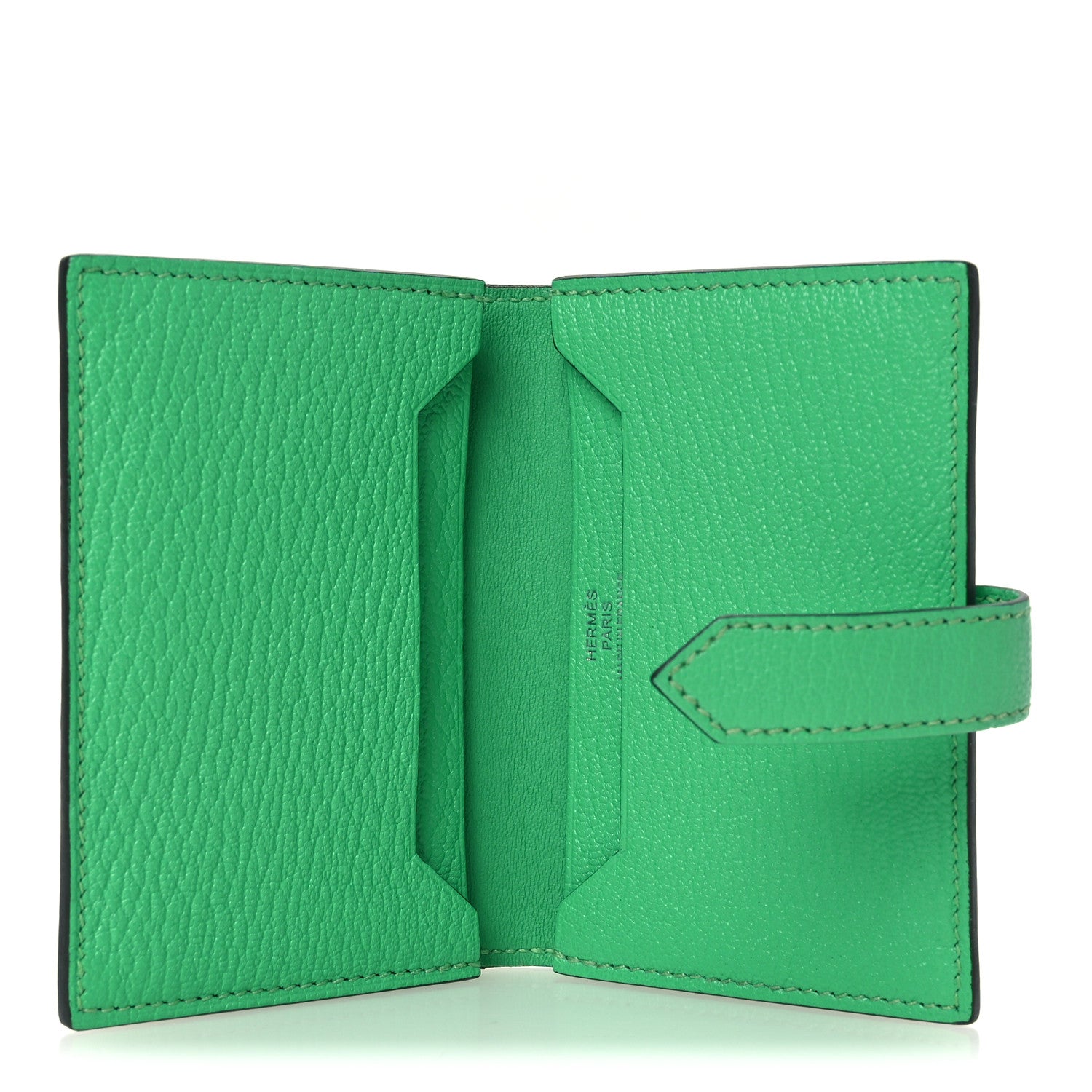 Hermes Chevre Mysore Bearn Card Holder Wallet Vert Comics 5 of 9